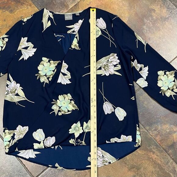 New York & Company Floral Blouse - Navy and White - Picture 5 of 9